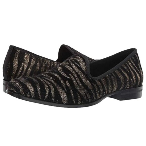 Stacy Adams Smoking Loafers Sultan Tiger Black Gold Pony Hair Slip On main image 10
